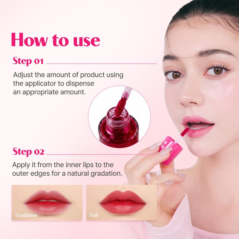 ETUDE Dear Darling Water Tint - Cherry Ade (9g) | Vivid Color Lip Stain with Moisturizing Weightless & Non-sticky Finish Lip Stain | Smudge-proof Lip Tint | Korean Makeup, Kbeauty