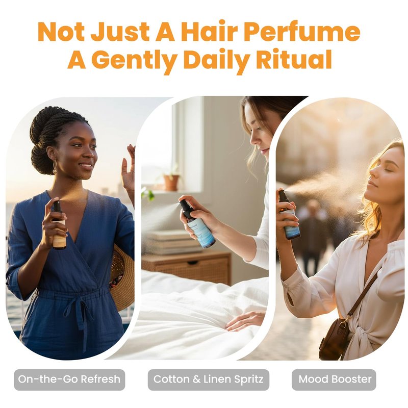 Ozenture Hair Perfume for Women - Amber Woody Hair Mist & Body Spray, Warm Lightweight Fragrance for Hair, Wigs & Fabric, Long-Lasting Travel Size Spray, 50mL