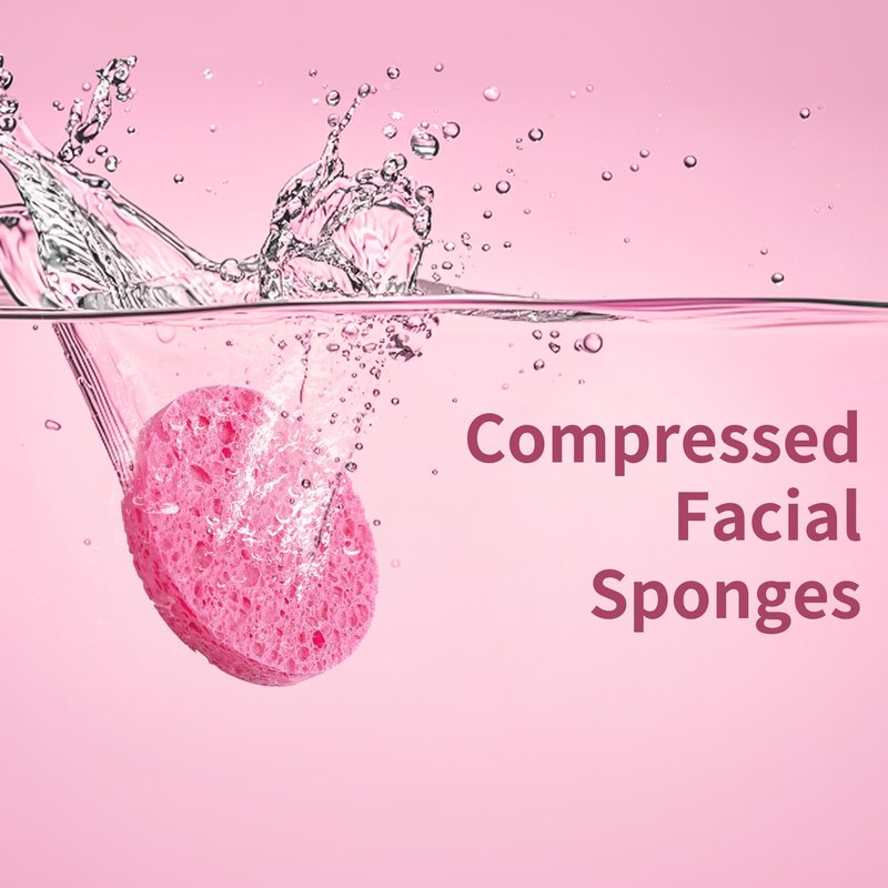 100-Count Compressed Facial Sponges, Natural Cellulose Face Sponges for Cleansing, Exfoliating, Washing face, Makeup Removal, and Spa Use - Travel Skincare Essentials for women