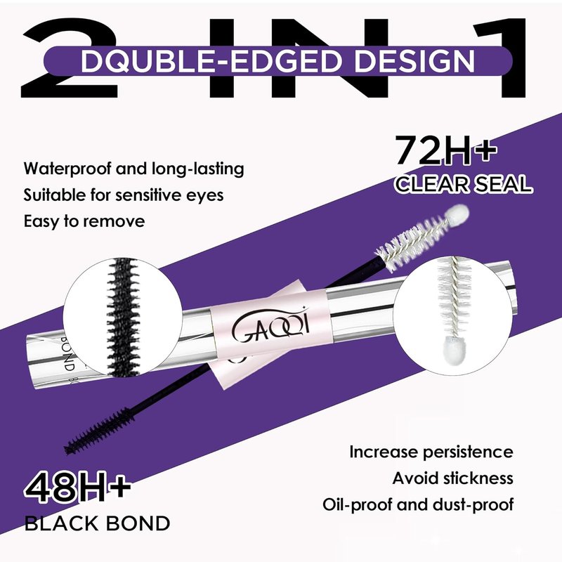 GAQQI Lash Bond and Seal | Black and White Adhesive for Long-Lasting Lash Extensions