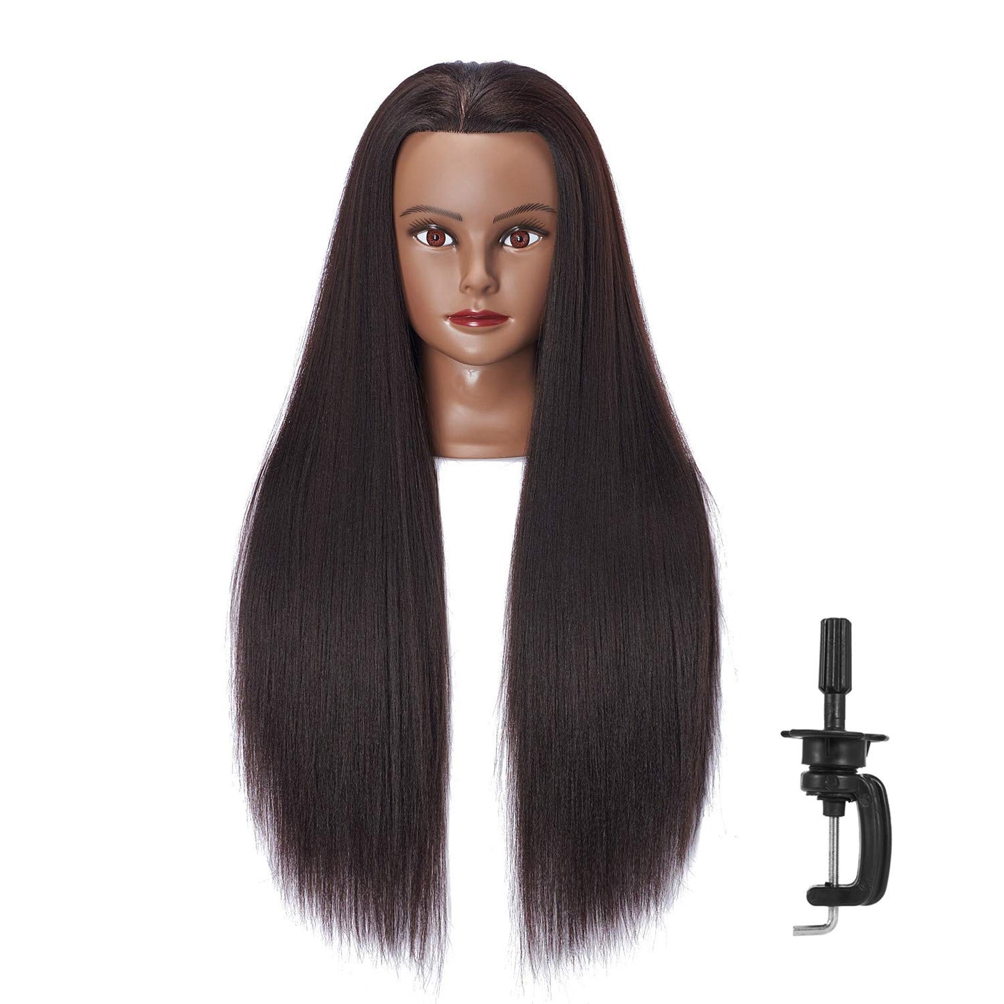Yaki Synthetic Fiber Hair Styling Mannequin Head - 26-28'' Cosmetology Training Doll with Stand