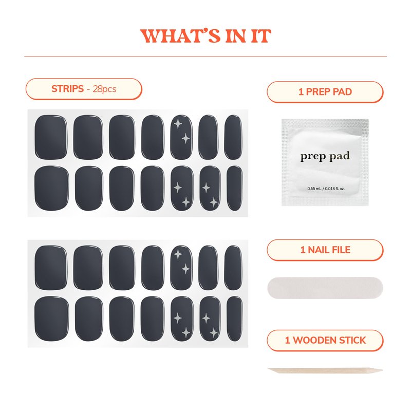 Heyhae Semi Cured Gel Nail Strips | No LED Lamp Needed | Fall, Gray, Solid | Easy Apply & Remove, Salon Quality | Includes 28 Strips, 1 Prep Pads, Nail File & Wooden stick - Hey, Dove me Crazy