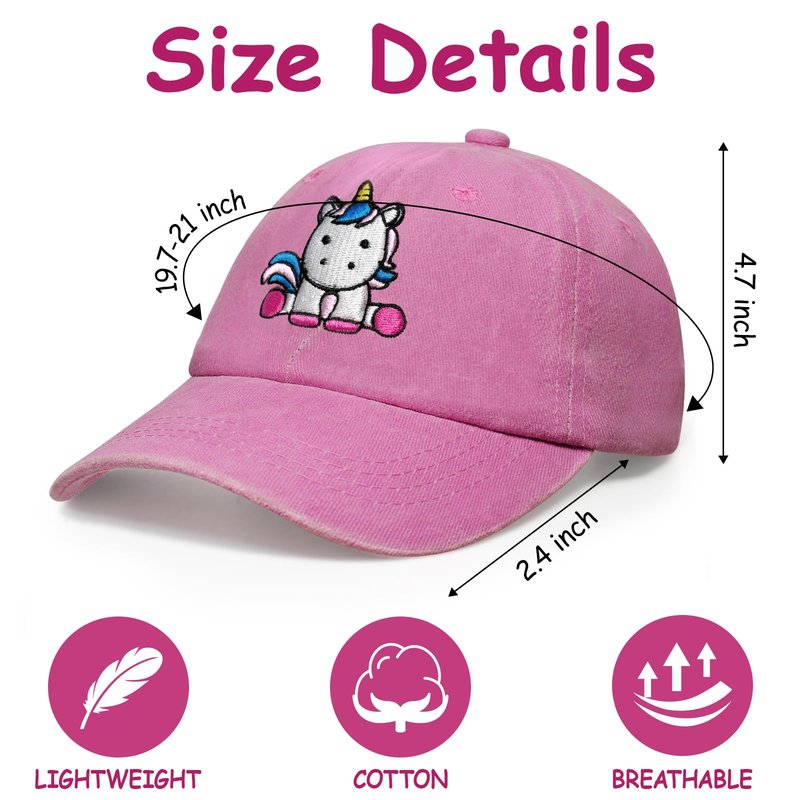 LSDY Embroidery Unicorn Hat for Girls Baseball Hat for Toddler Girl Baseball Cap Girls Hats for Kids Ages 4-8