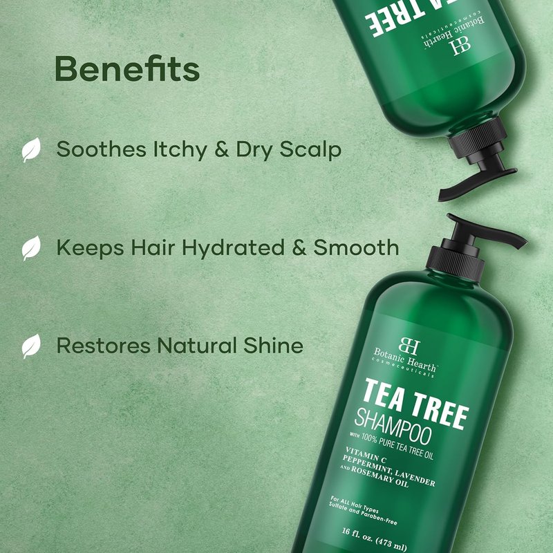 Botanic Hearth Tea Tree Shampoo - Nourishing Vitamin C & Essential Oils for Dandruff Relief | 16 fl oz