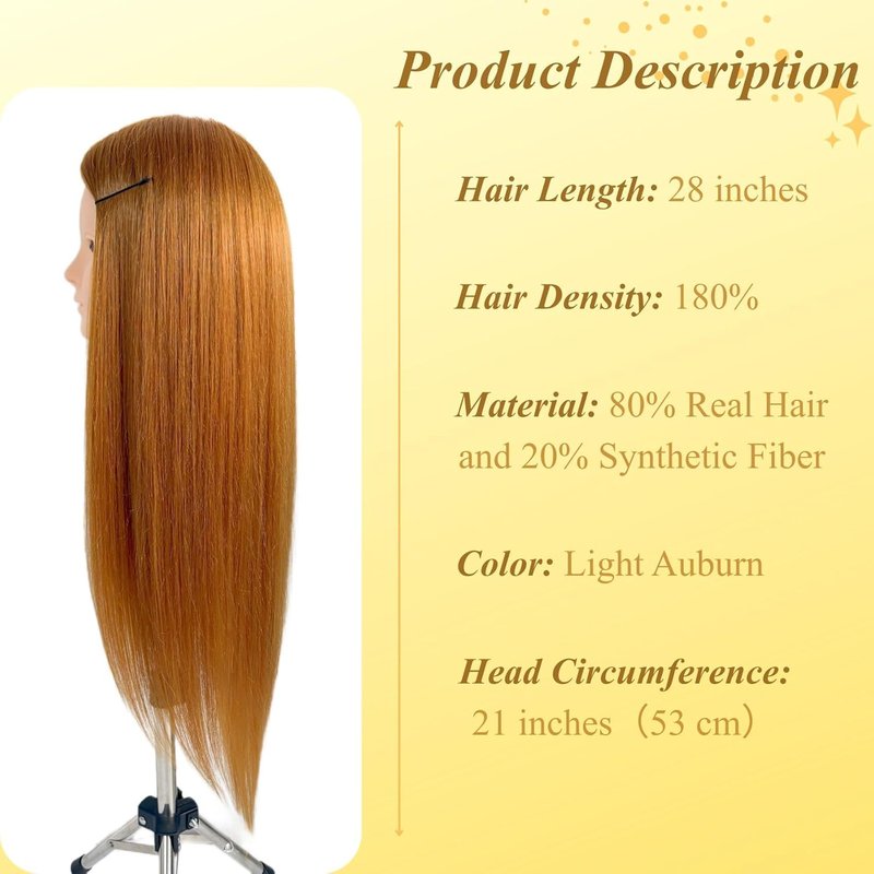 Skiennix Mannequin Head - 28" Hair Styling Practice Doll for Makeup, Cutting & Braiding