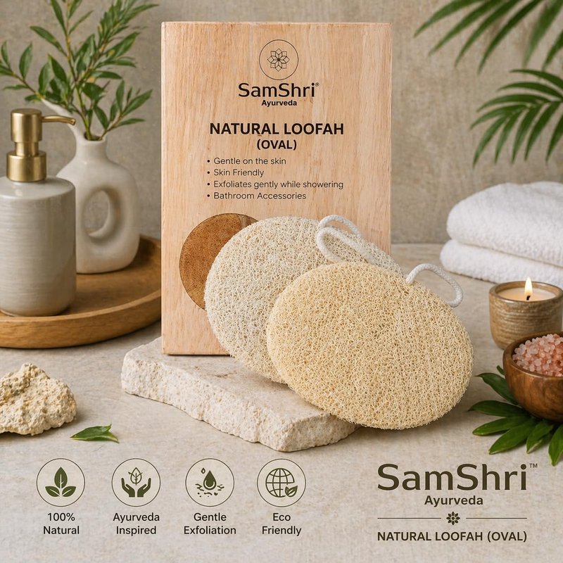 Natural Loofah Sponge 2 Pack, 100% Real Luffa Body Scrubber for Shower, Exfoliating Bath Sponge for Face & Body, Egyptian Loofah for Men and Women, Biodegradable, Oval Shape, Personal Care Bath Tool