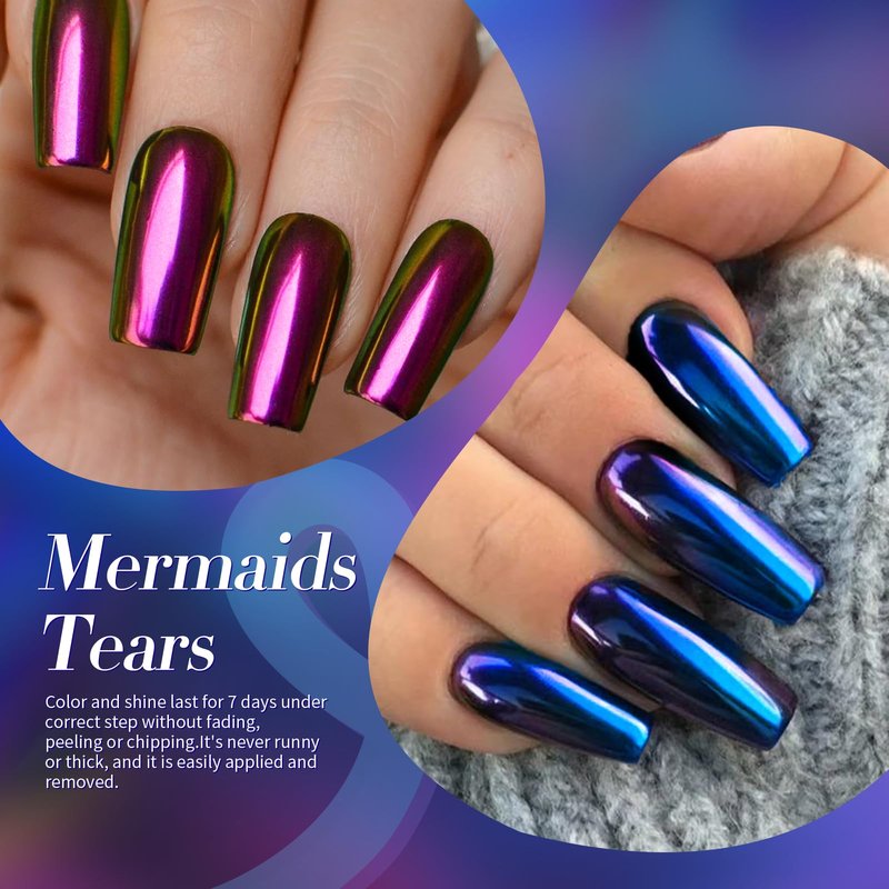 Born Pretty Chameleon Nail Polish Set, 6 Colors Chrome Holographic Metallic Glitter Quick Dry Nail Lacquer Kit Long Lasting DIY Fingernail Art Home Salon Valentines Gifts for Women Girls