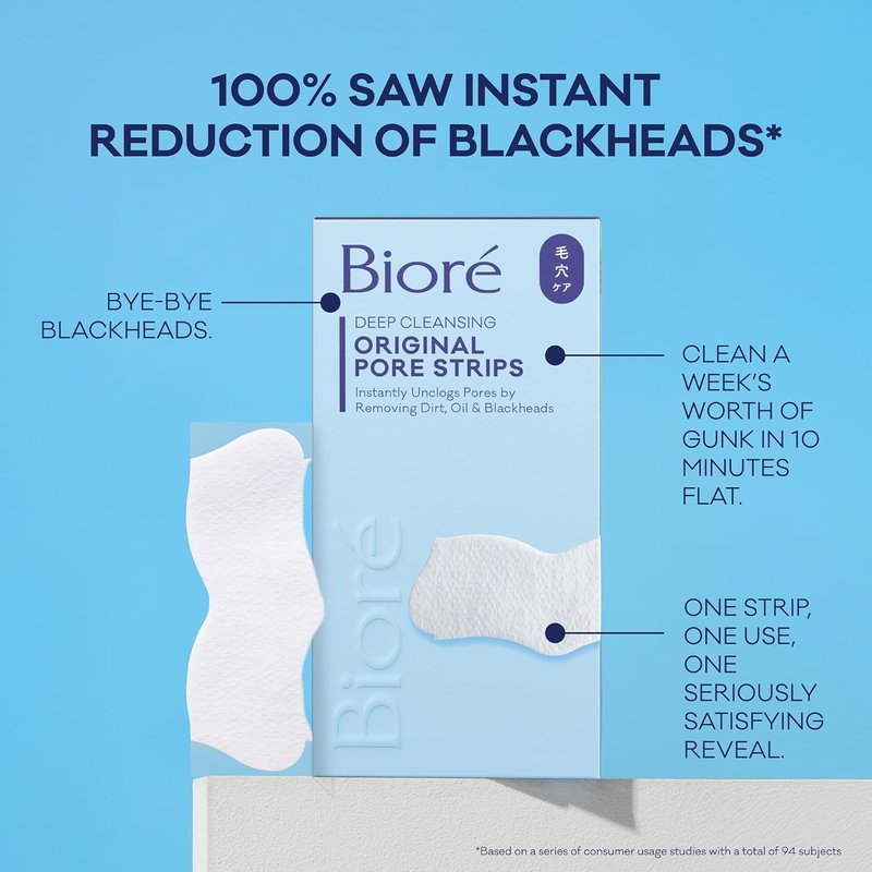 Bioré Blackhead Remover Strips - Deep Cleansing Nose Strips with C-Bond Technology | Oil-Free, 14 Count