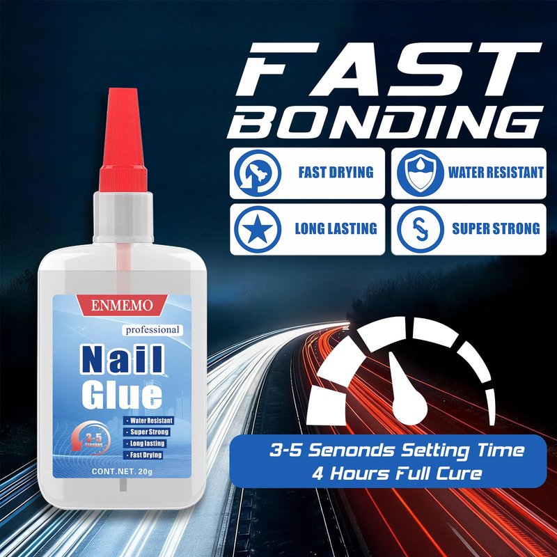 (2-in-1) 20ml Nail Glue with Brush Applicator & Nozzle,Used for Nail Tips,Acrylic Nails and Press on Nails,Built in Brush on,Super Strong,Long Lasting,Waterproof