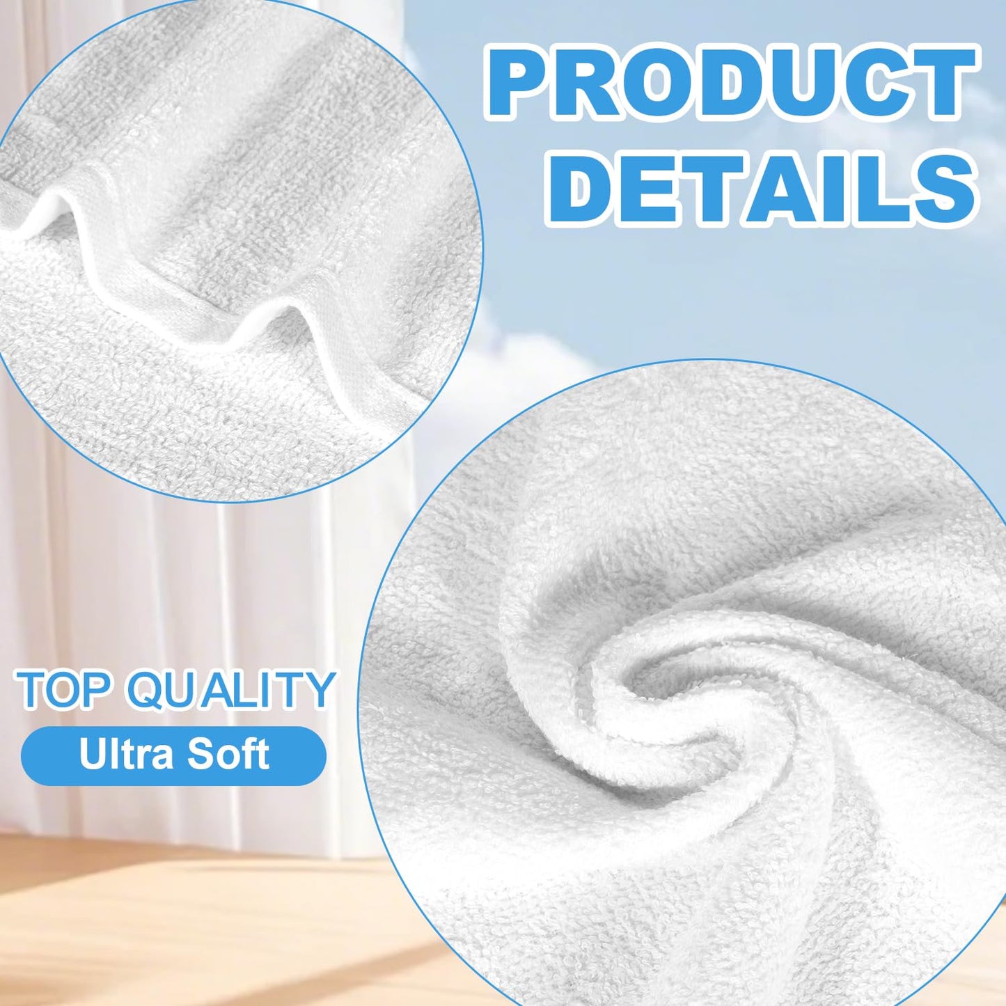 INFICRIME 36 Pack 100% Cotton Wash Cloth, 12x12 Inch Highly Absorbent and Soft Feel Fingertip Towels, Machine Washable Washcloths for Bathroom, Gym, Hotel, Spa and Kitchen, White