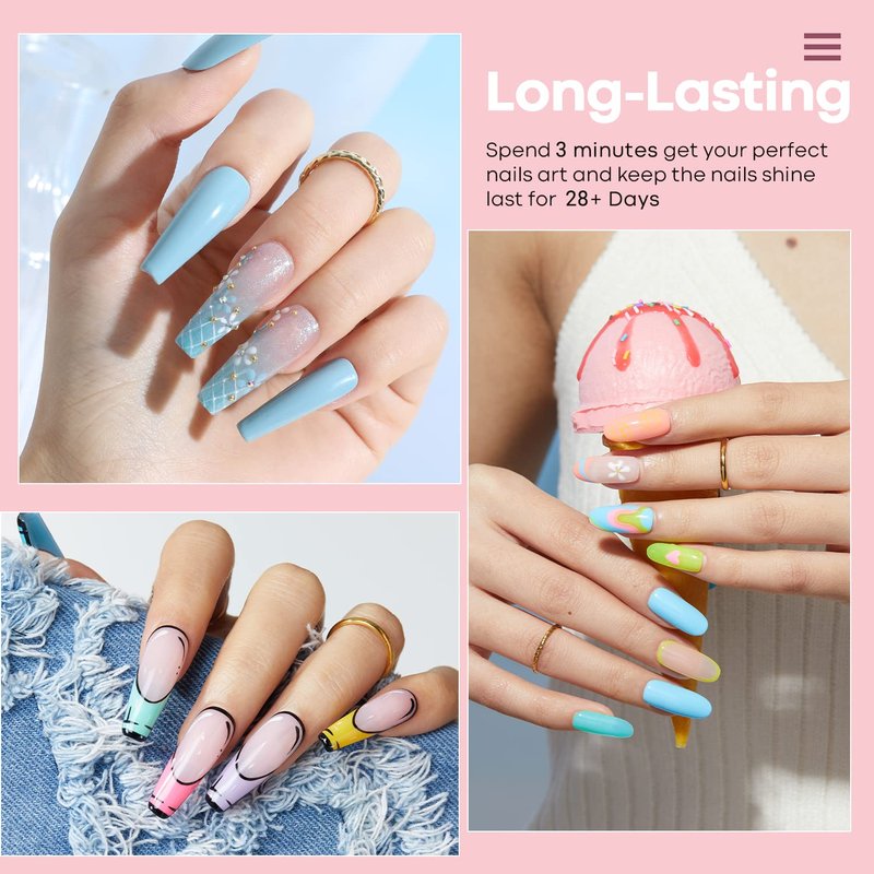modelones Spring Pastel Gel Nail Polisht, 6 Colors Easter Pink Purple Blue Green Shades Macaron Colors Nail Art Gel Design for Women Girl Nail Lovers Gift Salon DIY