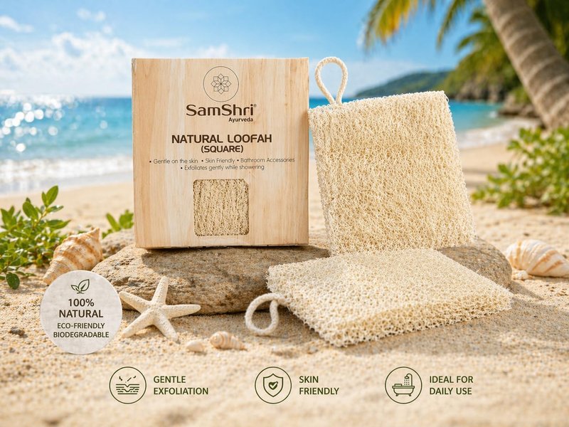 Natural Loofah | Biodegradable Exfoliating Bath Sponge - 2 Pack for Face & Body Scrubbing