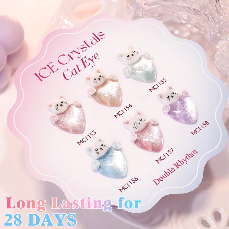 Cat Eye Gel Polish Set - 6 Colors Shimmer Glitter with Holographic Effect | Magnetic UV Nail Art Kit