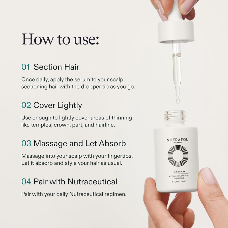 Nutrafol Women's Hair Serum - Thicker, Stronger Hair Support | Vegan, Lightweight, Fast-Absorbing