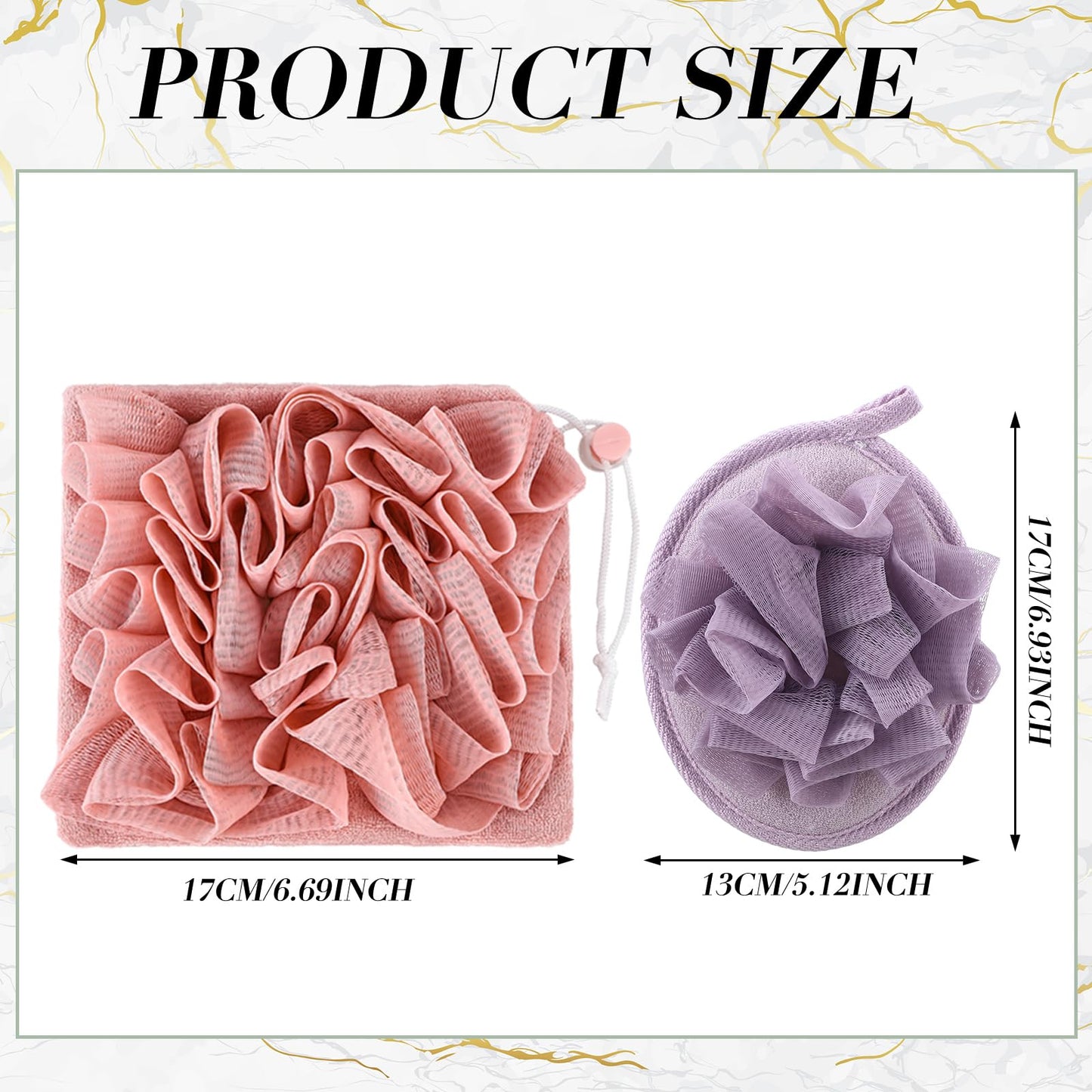 LemonRoad 6 Pcs Bath Shower Pouf Sponge Loofahs 2 in 1 Bath Loofah with Soap Pocket Sponge Drawstring, Exfoliating Mesh Shower Puff Ball for Body Scrubber Wash Cleansing and Smooth Skin