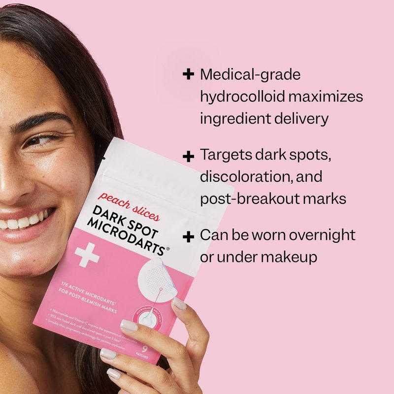 Dark Spot Microdarts | Peach Slices for Discoloration & Redness - 9 Ct Pimple Patches with Niacinamide & Vitamin C