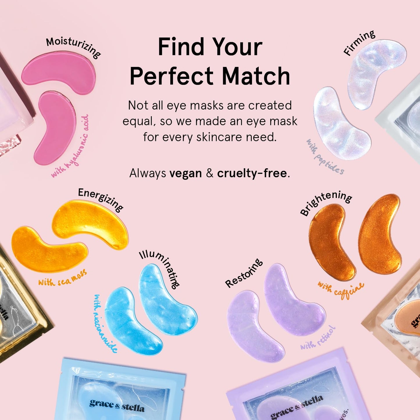 Under Eye Mask - Dark Circle & Puffiness Reduction Gel Patches | Vegan, Cruelty-Free (72 Pairs, Gold, Pink, Blue)