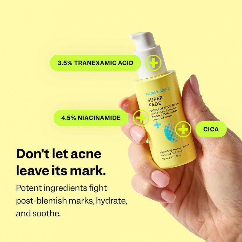 Peach Slices Super Fade Discoloration Serum - Niacinamide & Tranexamic Acid for Dark Spots | 1.01 oz Vegan Korean Skincare