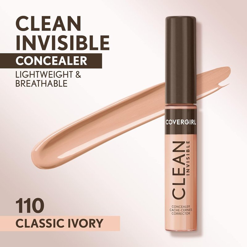 Covergirl Clean Invisible Concealer - Lightweight Hydrating Vegan Formula | Classic Ivory 110, 0.23oz