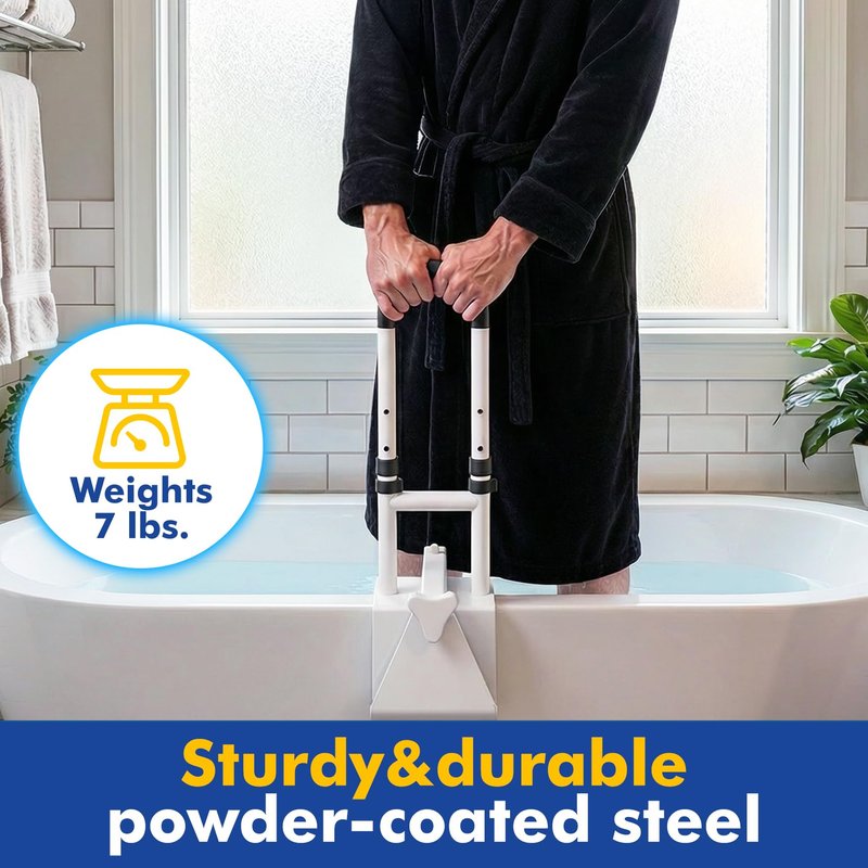 ProTraverse Adjustable Bathtub Safety Bar,Bathroom Grab Bar for Elderly&Seniors,Fall Prevention Assist Handle with Tool-Free Stallation,Knob-Clamp Design,250lbs Capacity,White