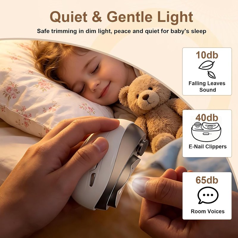 Skiennix Electric Nail Clipper - 2-Speed Rechargeable Trimmer for Seniors, Adults & Kids | Beige with Light & Dust Collector