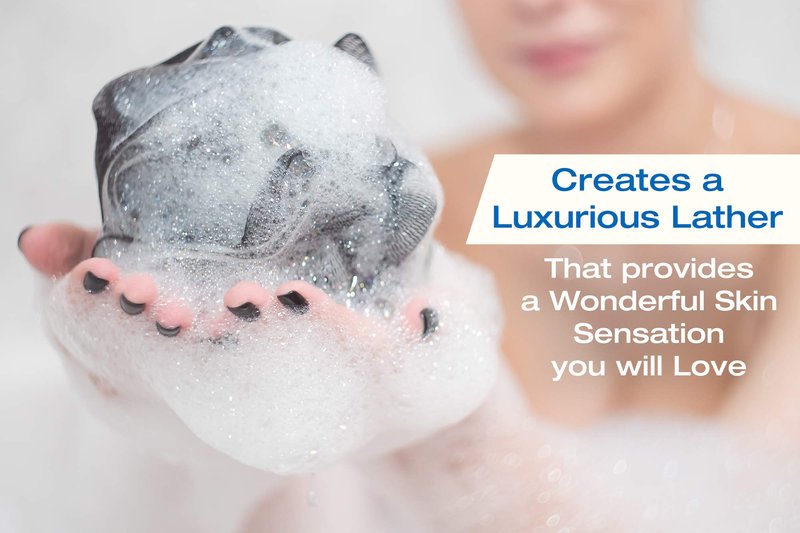 XXL 90g Charcoal Shower Loofah 3 Pack by Tilcare - Perfect Bath Sponge for Exfoliating for Men & Women - Body Scrubber Brush for Cleansing and Smooth Skin - Scrubbies That Remove Excess Oil and Dirt