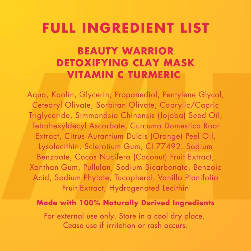 Handmade Heroes Vitamin C Turmeric Clay Mask – Facial Treatment Mask for Brightening Dark Spots, Detoxifying & Radiance – Deep Pore Cleansing for Dull, Uneven Skin
