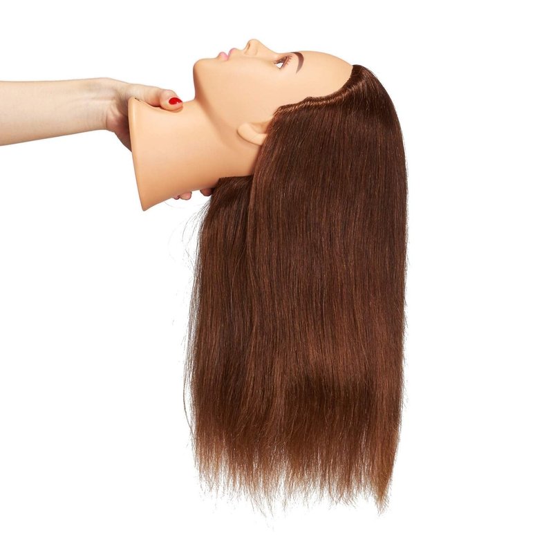 Human Hair Mannequin Head for Cosmetology Training - 20"-22" with Clamp Holder