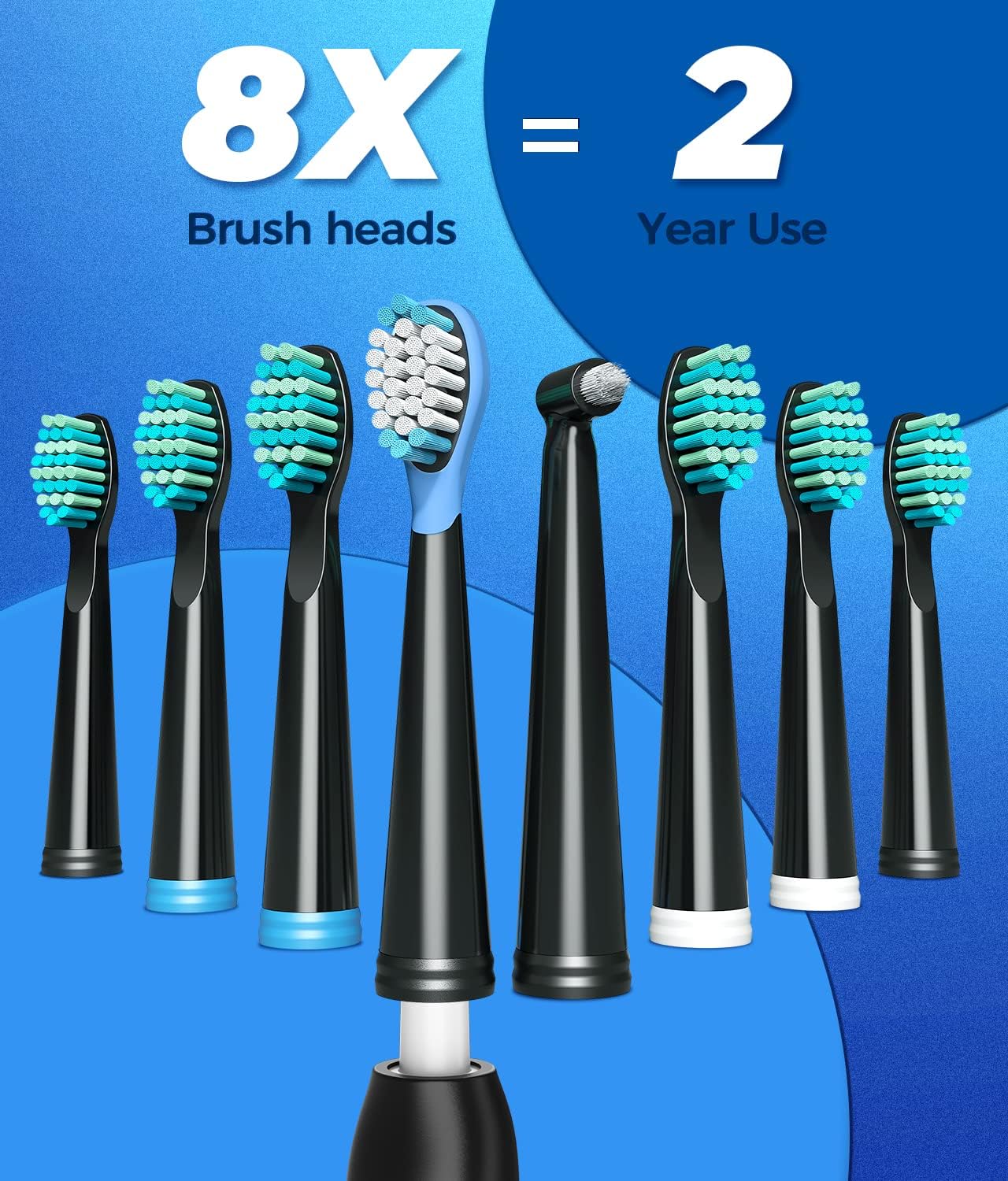 TEETHEORY Sonic Electric Toothbrush for Adults - 8 Brush Heads, 40000 VPM Deep Clean, 5 Modes, Rechargeable