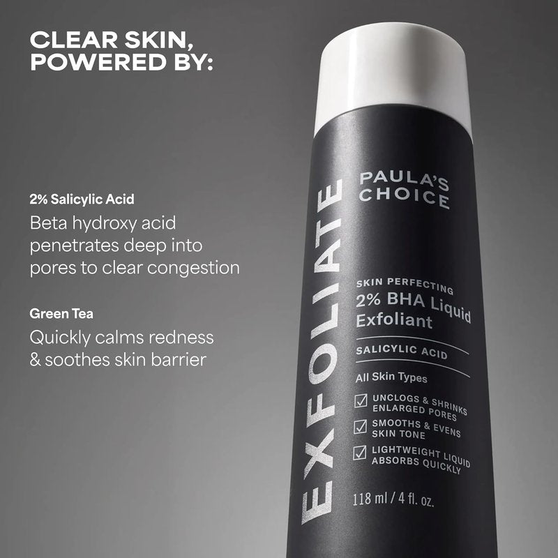 Paula's Choice Skin Perfecting 2% BHA Liquid Exfoliant - Salicylic Acid Facial Polish for Pores & Fine Lines | Fragrance-Free, 4 oz