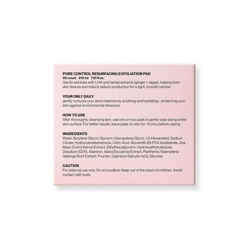 Pore Control Exfoliating Toner Pads - LHA for Sensitive Skin | Refine Texture & Tighten Pores | 90 Count | 175ml/5.9 fl.oz