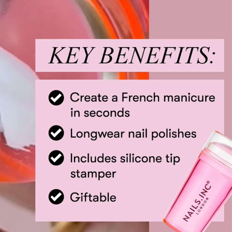 Nails Inc 45 Second Speedy Gloss French Manicure Set - Quick Dry, No Chip, 3 Pieces | Pink DIY Nail Art