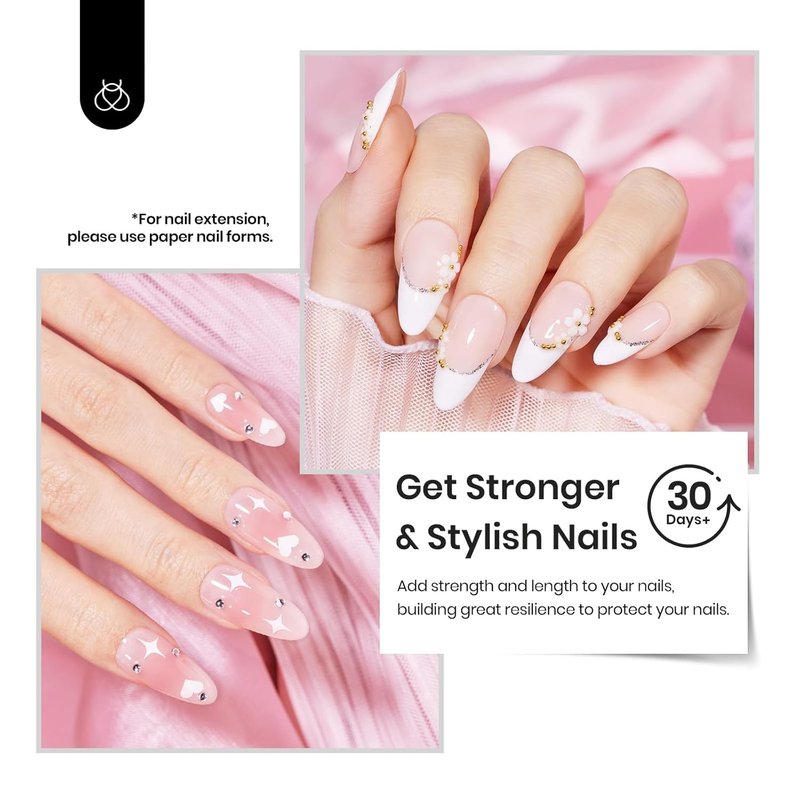 Beetles Builder Gel Set - HEMA-Free Nail Extension Gel | 6 Colors, 8-in-1 Strengthening for DIY Salon Use