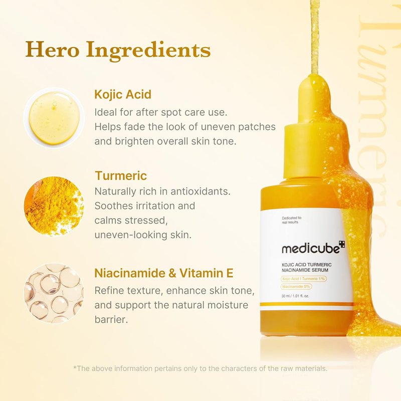 Kojic Acid Turmeric Clarifying Serum - Soothing & Brightening Facial Capsules | Niacinamide Hydration Support | 1.01 fl. oz