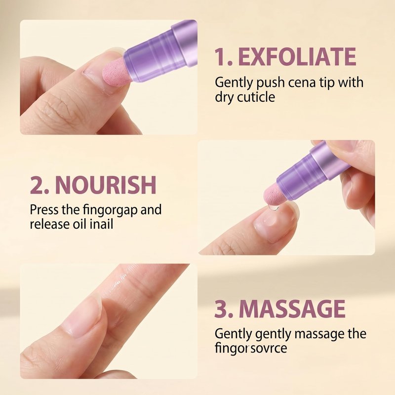 5 Pack Cuticle Oil Pusher Pen, 2-in-1 Ceramic Cuticle Pusher & Nail Oil Pen, Nail Care Tool for Manicure Pedicure, Repairs Dry Cuticles Hangnails & Damaged Nails