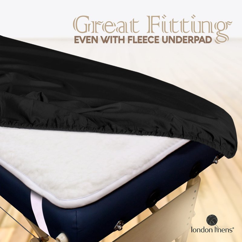 London Linens Soft Microfiber Massage Table Sheets Set 3 Piece Set - Includes Massage Table Cover, Massage Fitted Sheet, and Massage Face Rest Cover (Exotic Black)