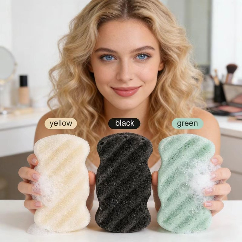 KECUCO 3 Pcs Natural Konjac Facial Sponges for Women and Girls, Gentle Facial Sponge for Cleansing and Makeup Removal, Bath Sponge for Babies and Kids, Soft When Wet, Suitable for Sensitive Skin
