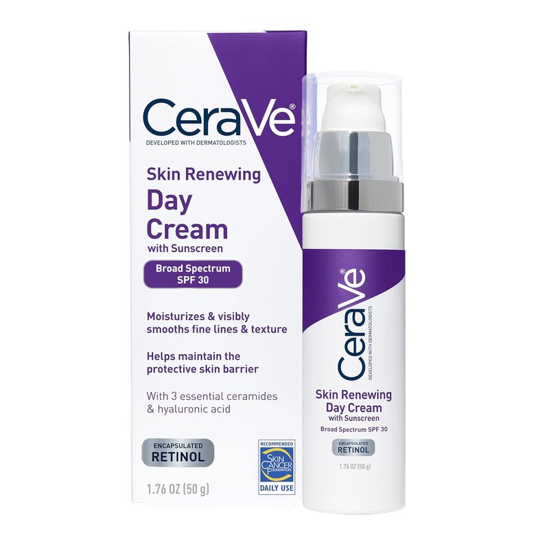 CeraVe Anti-Aging Face Cream SPF 30 - Retinol & Hyaluronic Acid, 1.76 oz | Hydrating Anti-Wrinkle Moisturizer