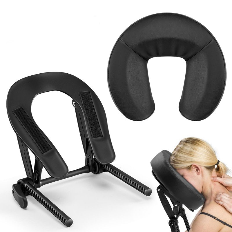 Hdenmist Universal Adjustable Massage Table Face Cradle & Headrest, Memory Foam Face Pillow Cushion for 3-7 Inch Mattress, Massage Table Headrest for Eye Surgery Recovery, Salon SPA Massage Bed Black
