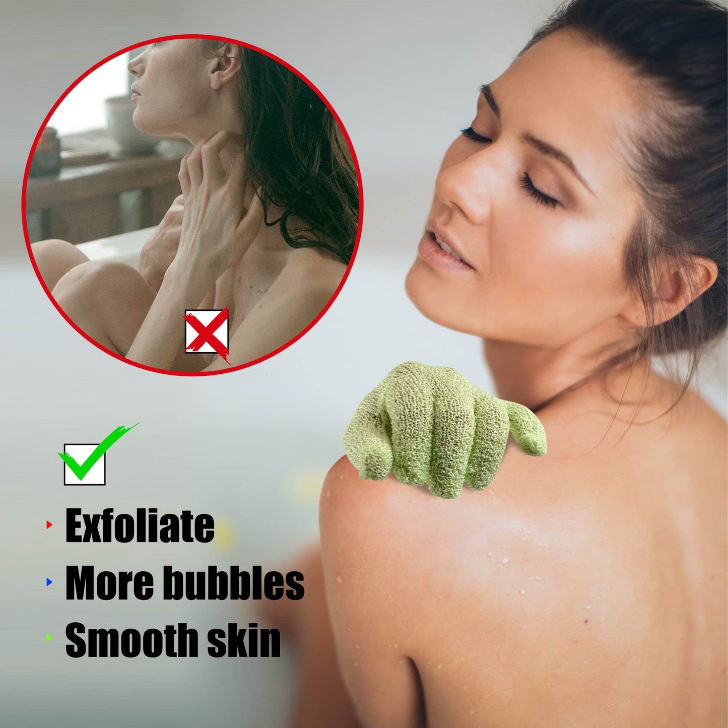 2 Pcs Shower Gloves, Exfoliating Gloves, Exfoliating Mitt, Exfoliating Body Scrub, Loofah Bath Gloves for Men, Women (Pink, 2)