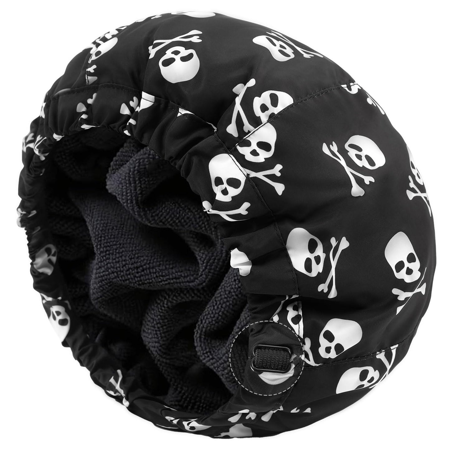 Shower Cap for Men Skulls Bath Cap, Reversible Large Waterproof Adjustable Shower Caps Terry Lining & Elastic Band Stretch Hem Hair Hat