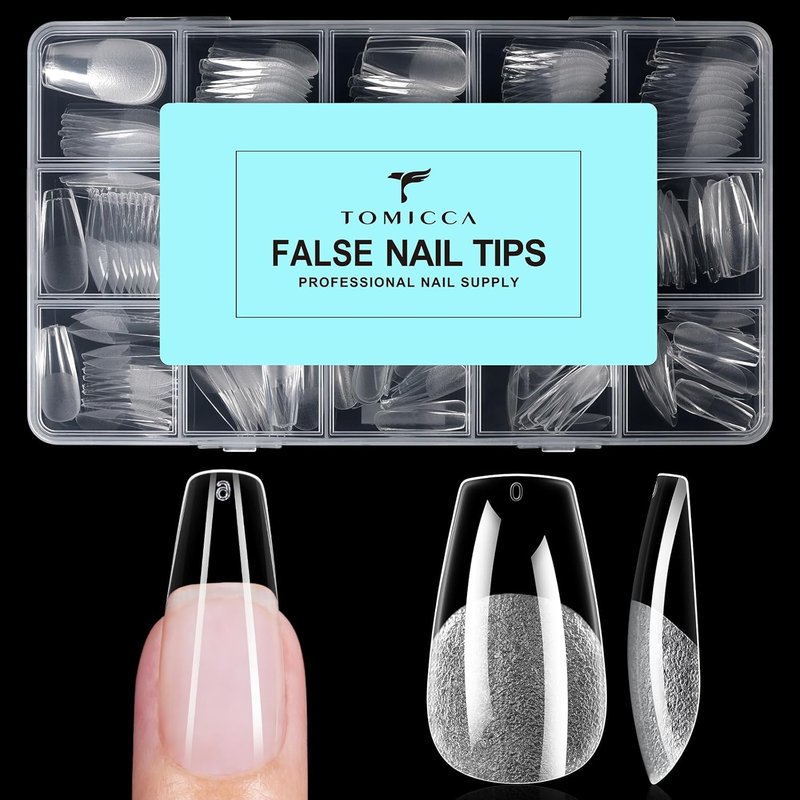 Coffin Nail Tips - 240pcs Soft Gel Half Matte Pre-Shaped Clear Fake Nails | Perfect for Beginners & Professionals