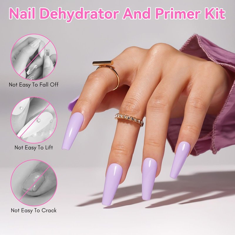 Makartt Nail Dehydrator and Primer Set: Acid Free Air Dry Nail Prep Dehydrate and Hema Free Nail Primer Professional Long-lasting for Acrylic Nails Powder UV Gel Polish(15ML/0.5 oz)