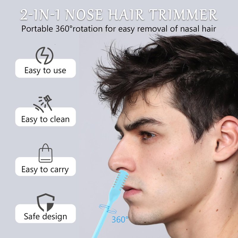 JIAOYANG 5Pcs 2-in-1 Nose Hair Trimmer for Men Women: 2026 New Portable Double Sided 360° Rotating Nasal Hair Cutter for Women Home Travel (Multicolor)