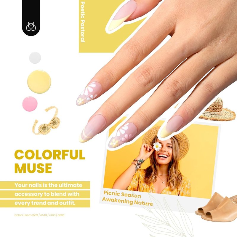 beetles 44pcs Gel Nail Polish Set - 36 Colors Colorful Muse Gel Polish Kit Pink Nude Red Yellow Green Black White Glitter Nail Kit Base Top Coat UV LED Needed Salon DIY Home Gift for Women