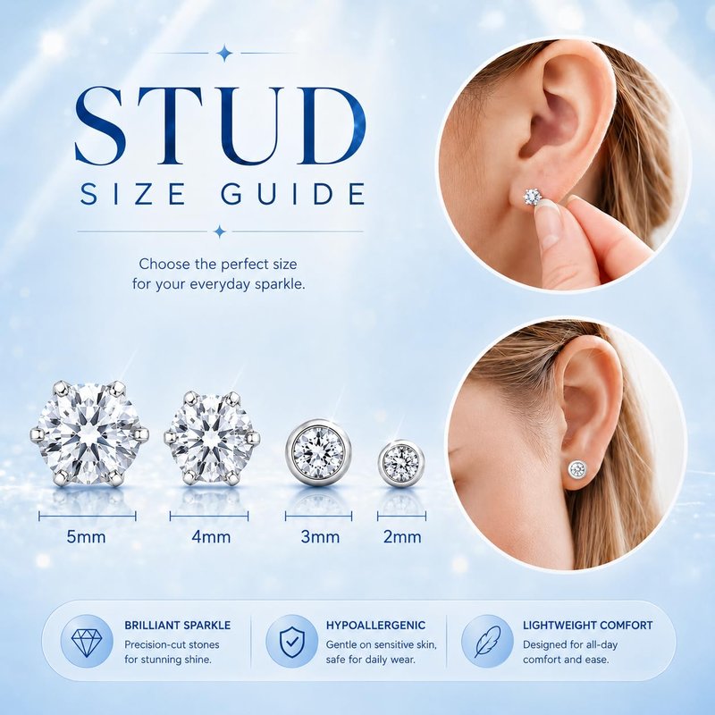 Anzero Ear Piercing Kit Disposable Ear Cartilage Piercing Gun Kit with Sterile CZ Studs, Painless Piercing Gun for Home Self-Use, Easy & Safe Piercing for Women, Men & Girls - 2MM