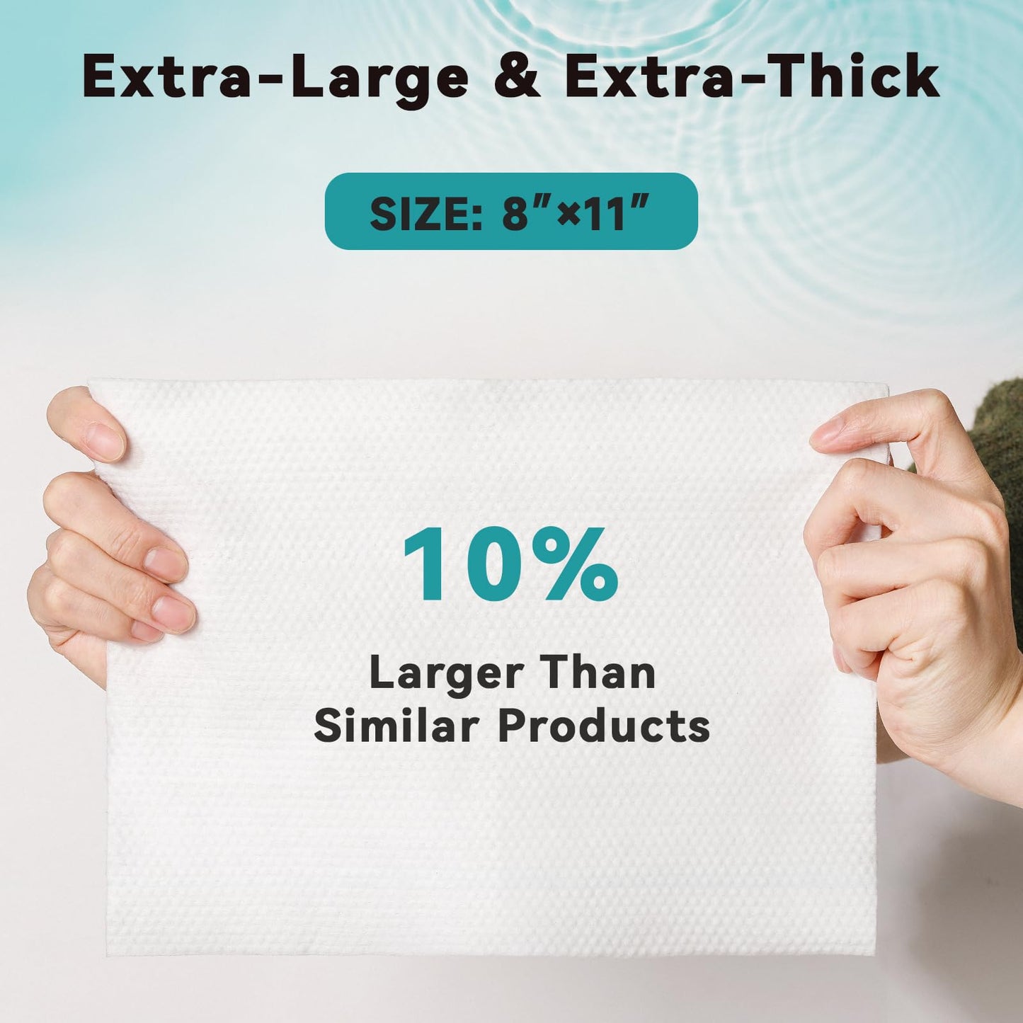 Extra Large Body Wipes for Adults Bathing No Rinse, Disposable Bath Cleansing Washcloths Ideal for Men, Women & Elderly - Soft & Gentle, 80 Count (Pack of 8)