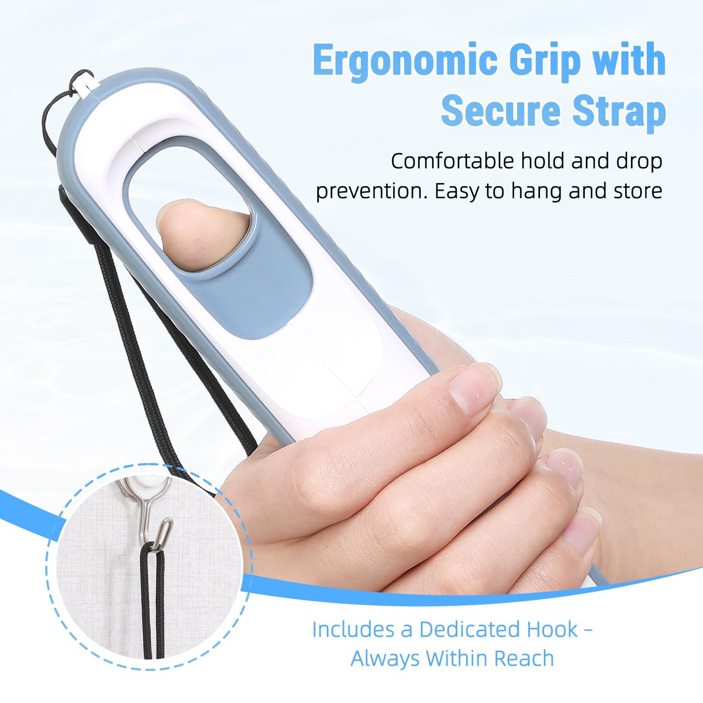 Chonario Toilet Aids for Wiping Bottom, 16.5" Long Reach Comfort Wipe - Butt Wiper Tool with Replaceable Head & Wrist Strap - Bottom Buddy Wiping Aid for Elderly, Disabled, Overweight, Post-Surgery