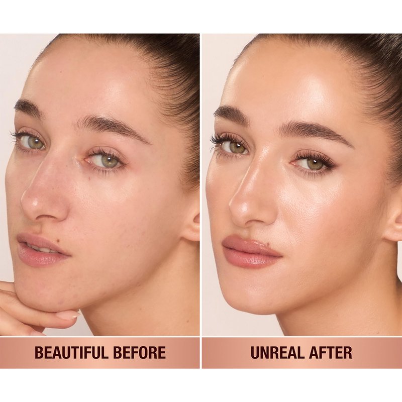 Charlotte Tilbury Unreal Skin Tint & Sheer Glow Hydrating Foundation Stick - Cream Foundation Makeup with Sheer-to-Light Coverage & a Buildable Formula - Blurring, Smoothing & Nourishing - 4 Fair