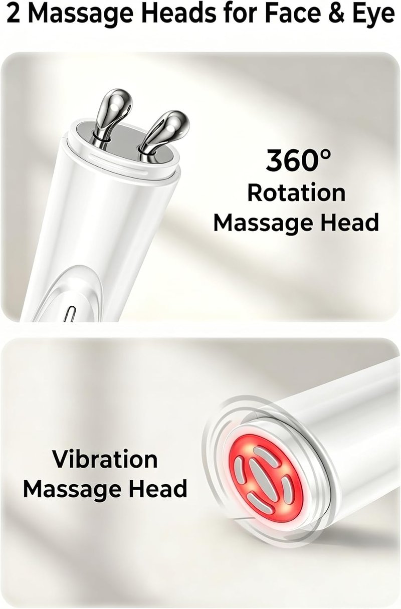 Skiennix 2-in-1 Facial & Eye Massager - Red Light & Vibration for Puffiness Relief | Sculpting Tool for Fine Lines & Wrinkles